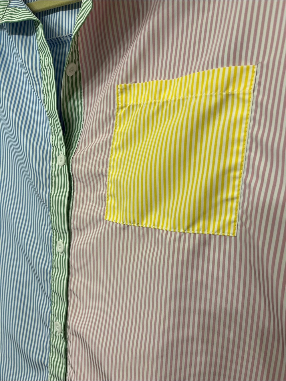 NWOT Multi-Color Striped Button-Down Shirt - Picture 2 of 5